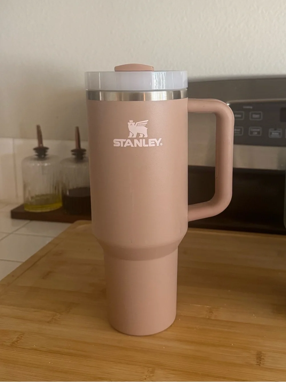 Stanley Almond Beige/Pink Insulated Travel Mug with Handle